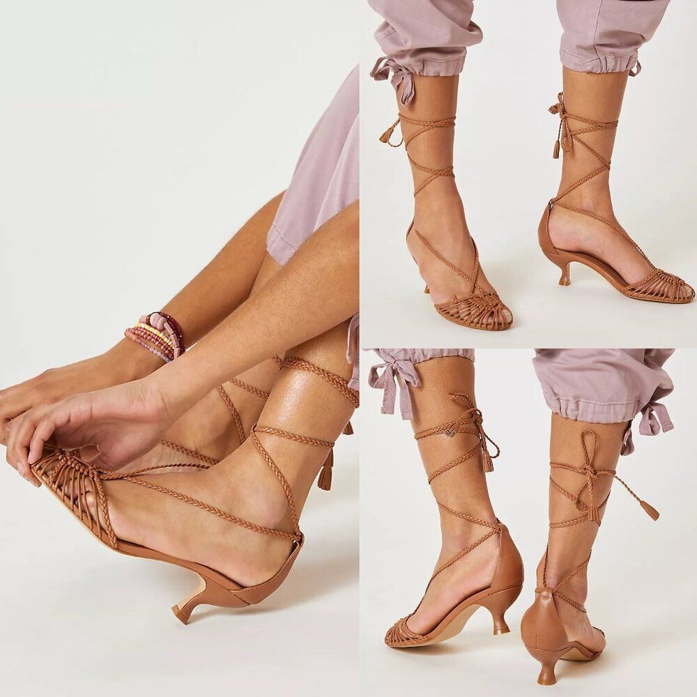 Anthropologie Tie-Up Heels Size 38 NWOT
